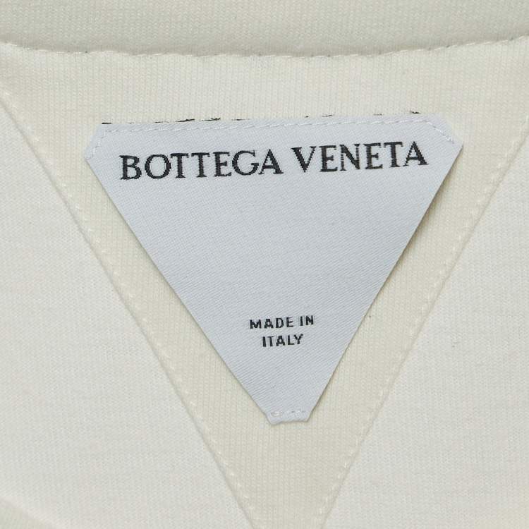 Pre Owned Bottega Veneta White Cotton Cotton Contrast Stitch Detail T-Shirt XL