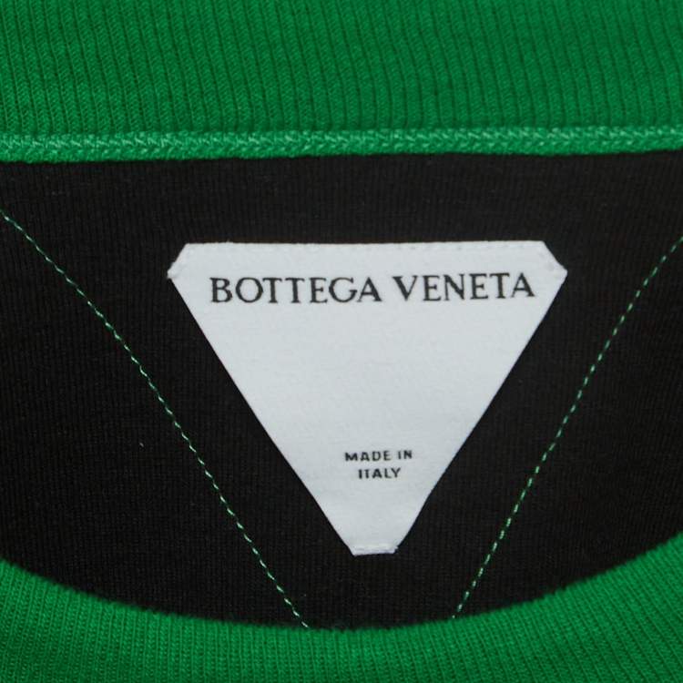 Pre Owned Bottega Veneta Green Cotton Double Layered Round Neck T-Shirt M