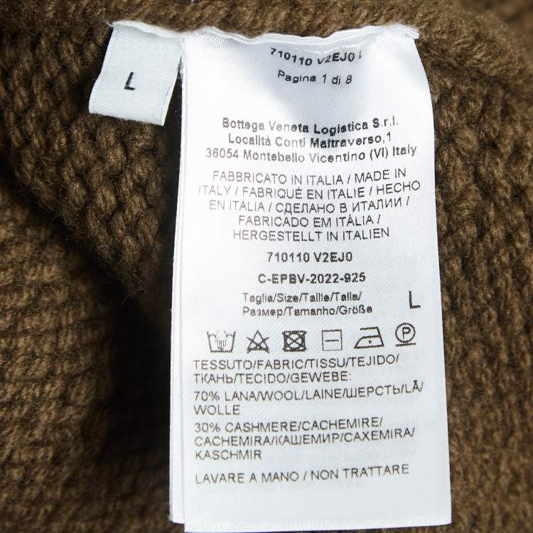 Pre Owned Bottega Veneta Olive Green Knit Hooded Sweater L