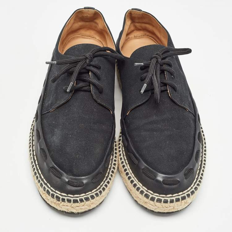 Pre Owned Bottega Veneta Black Canvas Lace Up Espadrilles Size 44