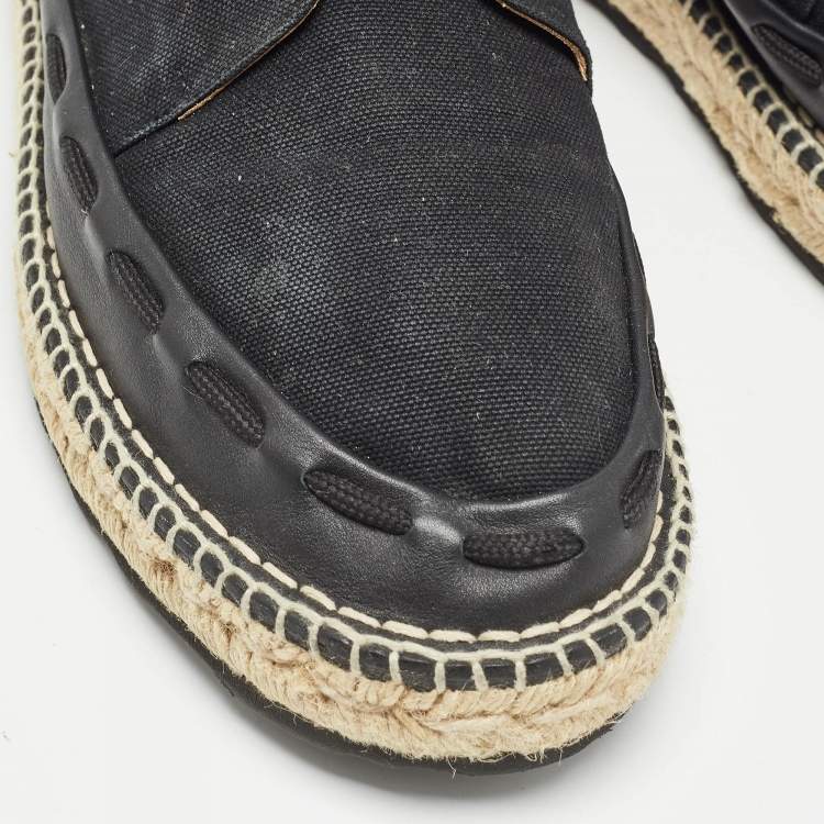 Pre Owned Bottega Veneta Black Canvas Lace Up Espadrilles Size 44