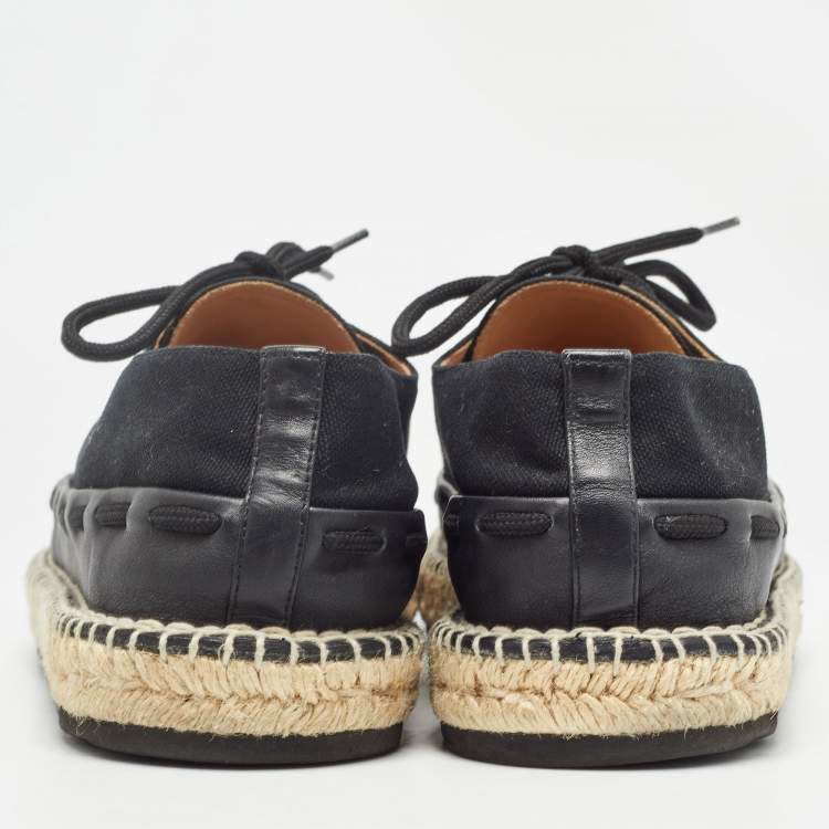 Pre Owned Bottega Veneta Black Canvas Lace Up Espadrilles Size 44