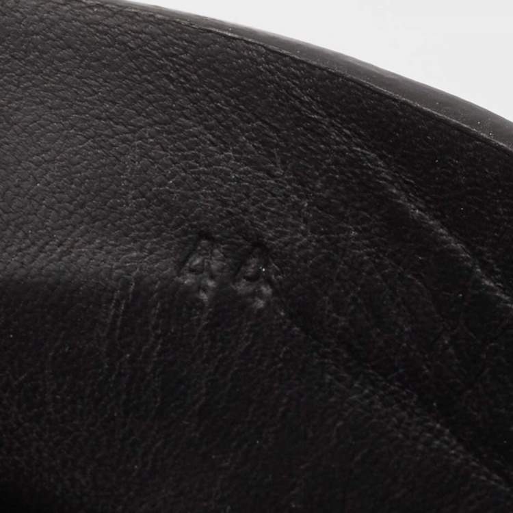 Pre Owned Bottega Veneta Black Leather Flat Slides Size 44