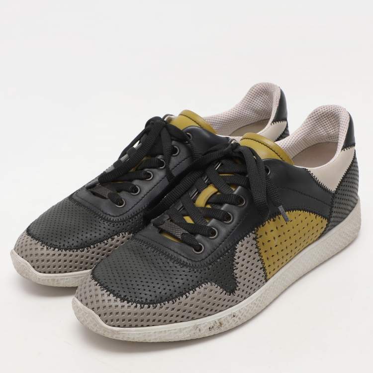 Pre Owned Bottega Veneta Multicolor Perforated Leather Low Top Sneakers Size 40