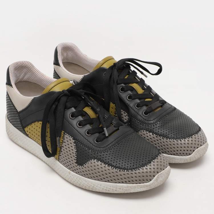 Pre Owned Bottega Veneta Multicolor Perforated Leather Low Top Sneakers Size 40