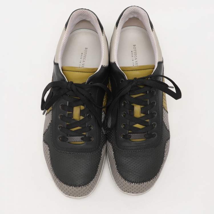 Pre Owned Bottega Veneta Multicolor Perforated Leather Low Top Sneakers Size 40