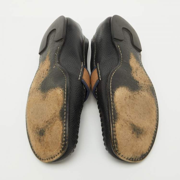 Pre Owned Bottega Veneta Black Leather Slip On Loafers Size 43
