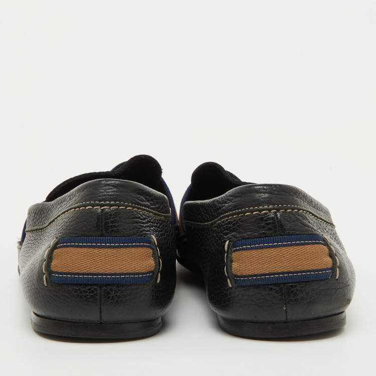 Pre Owned Bottega Veneta Black Leather Slip On Loafers Size 43