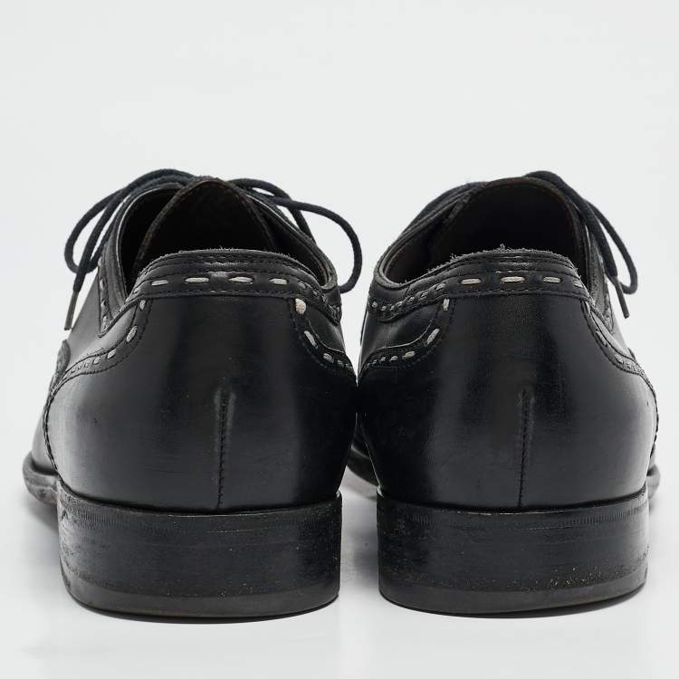 Pre Owned Bottega Veneta Black Leather Brogue Oxfords Size 43