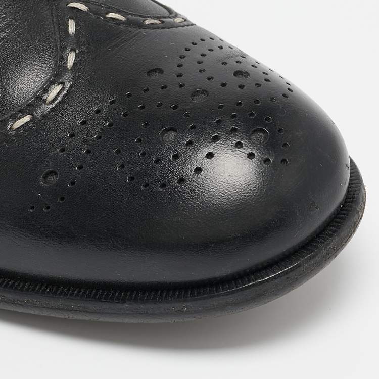 Pre Owned Bottega Veneta Black Leather Brogue Oxfords Size 43
