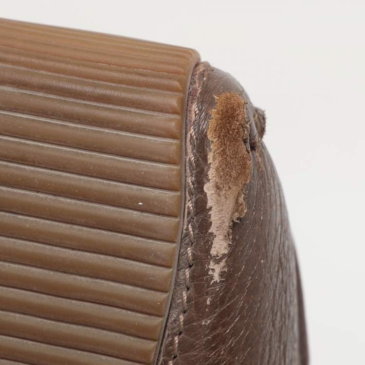 Pre Owned Bottega Veneta Brown Leather Intrecciato Loafers Size 45