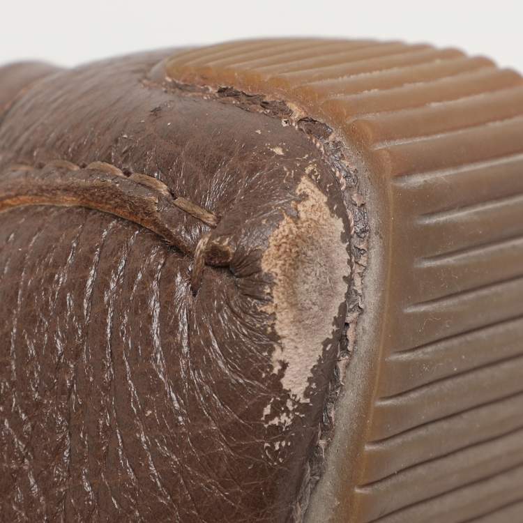 Pre Owned Bottega Veneta Brown Leather Intrecciato Loafers Size 45