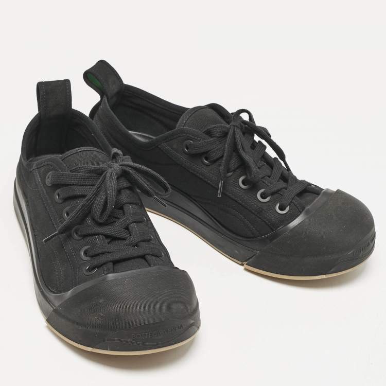 Pre Owned Bottega Veneta Black Canvas Vulcanized Sneakers Size 41
