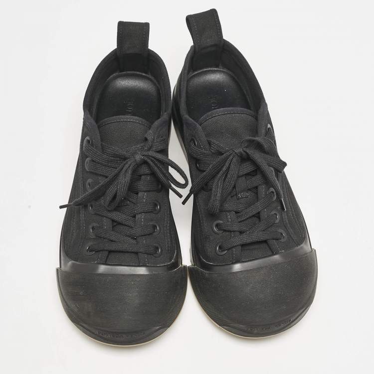 Pre Owned Bottega Veneta Black Canvas Vulcanized Sneakers Size 41