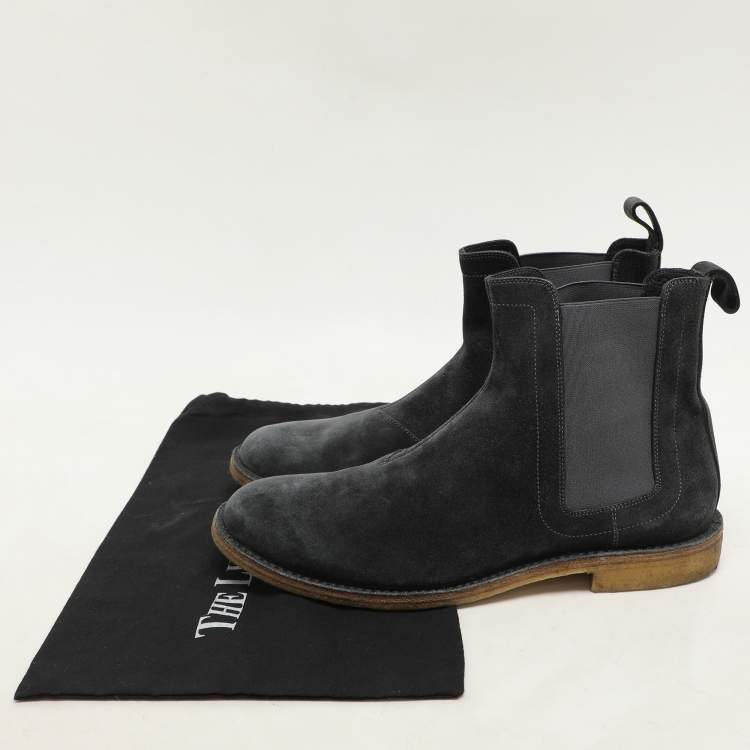 Pre Owned Bottega Veneta Grey Stretch Fabric and Suede Chelsea Boots Size 42.5