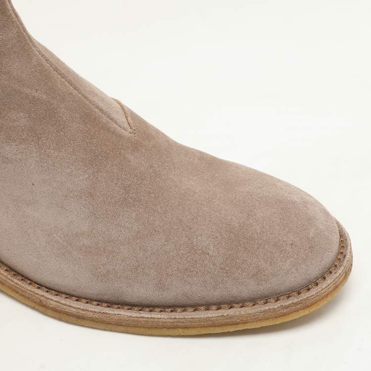 مملوكة مسبقًا Bottega Veneta Beige Stretch Fabric and Suede Chelsea Boots Size 43