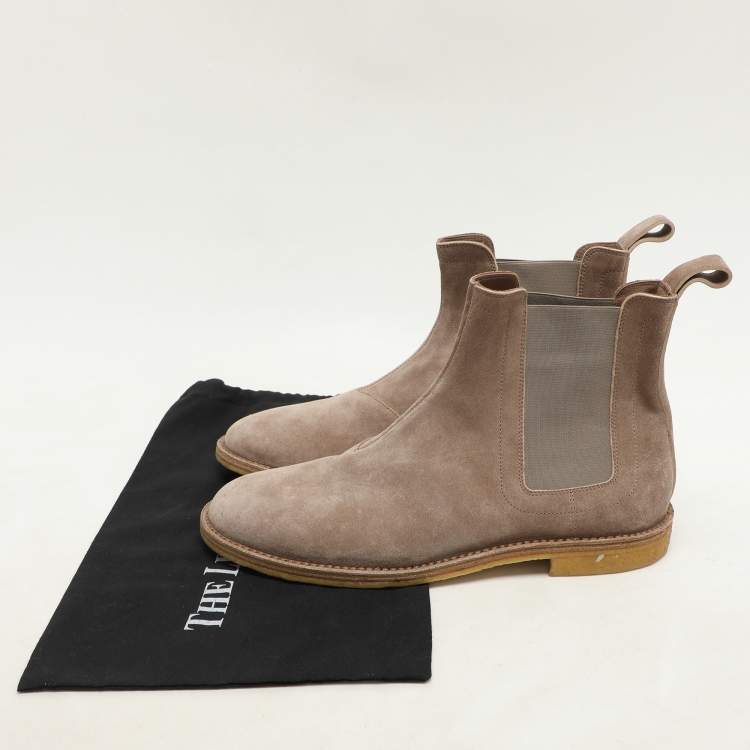 مملوكة مسبقًا Bottega Veneta Beige Stretch Fabric and Suede Chelsea Boots Size 43