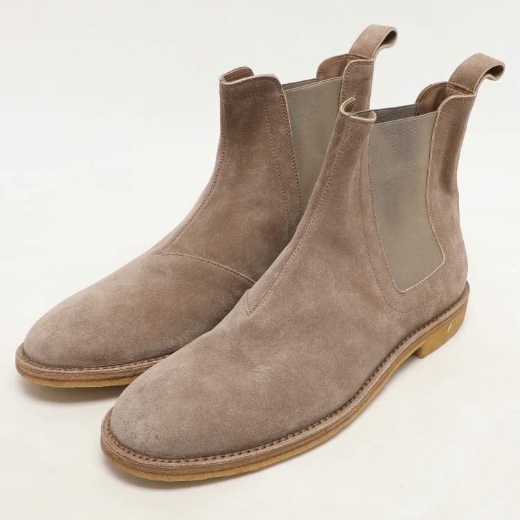 مملوكة مسبقًا Bottega Veneta Beige Stretch Fabric and Suede Chelsea Boots Size 43