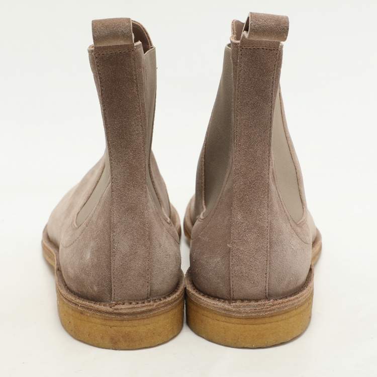 مملوكة مسبقًا Bottega Veneta Beige Stretch Fabric and Suede Chelsea Boots Size 43