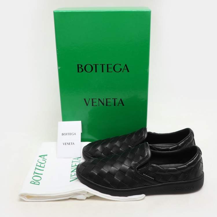 Pre Owned Bottega Veneta Black Intrecciato Leather Sawyer Slip On Sneakers Size 40