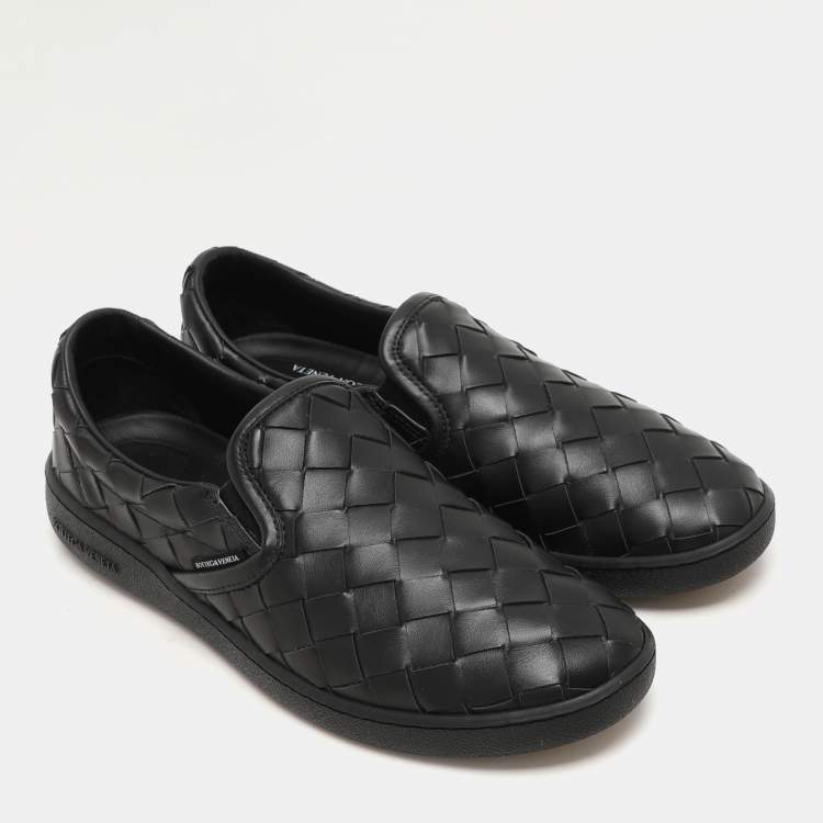 Pre Owned Bottega Veneta Black Intrecciato Leather Sawyer Slip On Sneakers Size 40