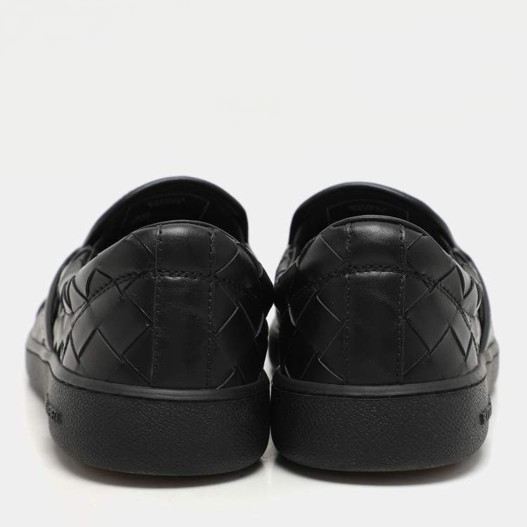 Pre Owned Bottega Veneta Black Intrecciato Leather Sawyer Slip On Sneakers Size 40