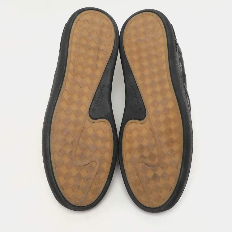 Pre Owned Bottega Veneta Black Intrecciato Leather Sawyer Slip On Sneakers Size 40