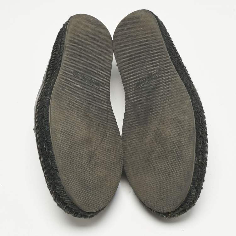 Pre Owned Bottega Veneta Black Intrecciato Leather Slip On Loafers Size 43