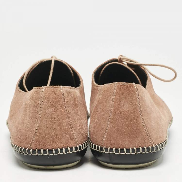 Pre Owned Bottega Veneta Beige Suede Dhalia Pointed Toe Lace Up Derby Shoes Size 42