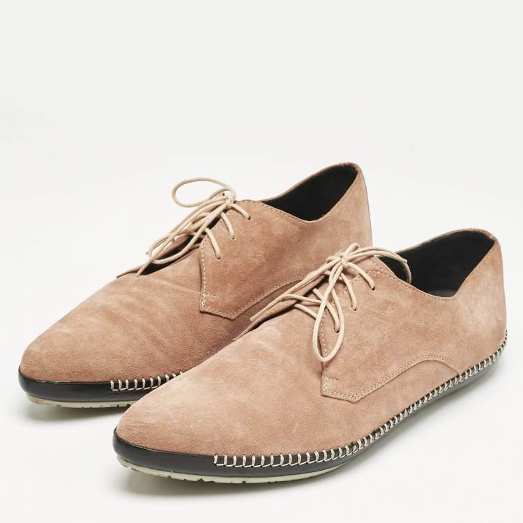 Pre Owned Bottega Veneta Beige Suede Dhalia Pointed Toe Lace Up Derby Shoes Size 42