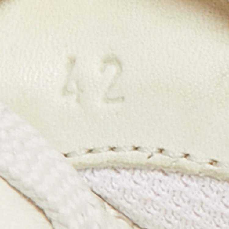 Pre Owned Bottega Veneta Cream/Grey Intrecciato Leather and Suede Lace Up Sneakers Size 42
