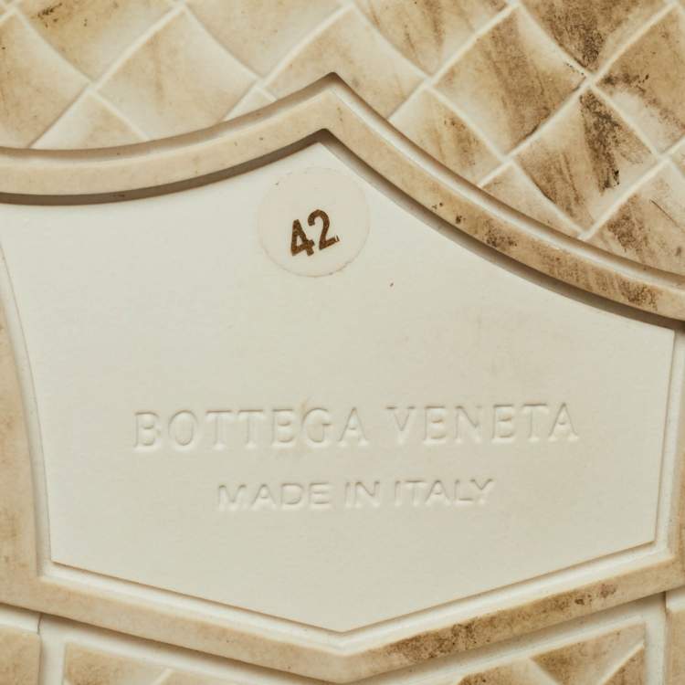 Pre Owned Bottega Veneta Olive Green Suede and Intrecciato Leather High Top Sneakers Size 42