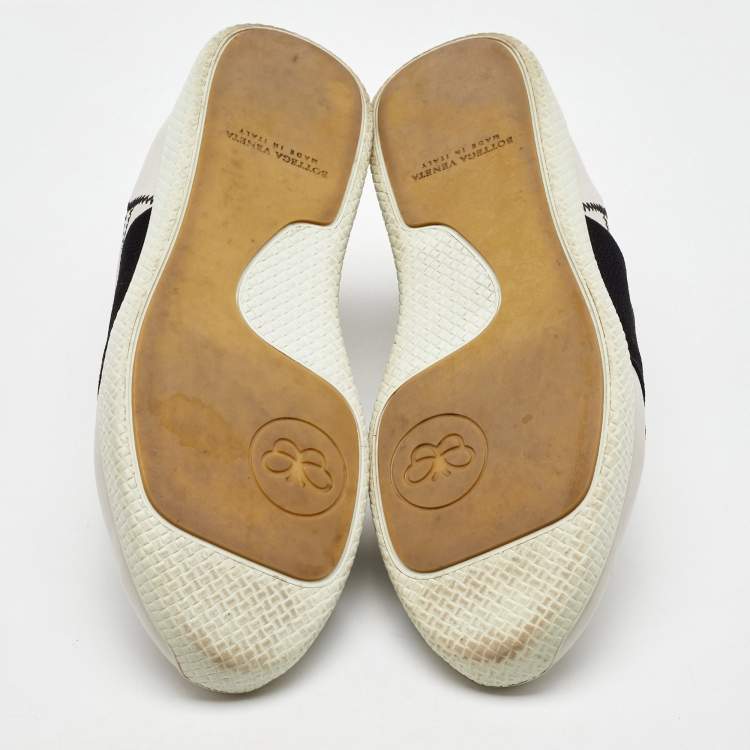Pre Owned Bottega Veneta White Leather Intrecciato Slip On Sneakers Size 42.5