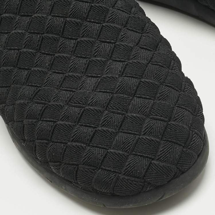Pre Owned Bottega Veneta Black Intrecciato Elastic Fabric Starfish Slip On Sneakers Size 42