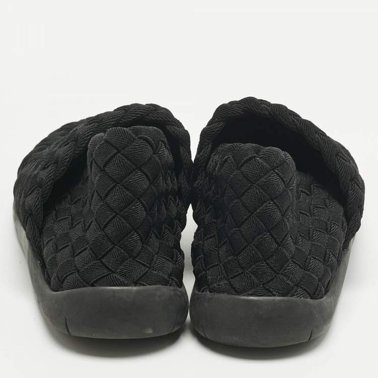 Pre Owned Bottega Veneta Black Intrecciato Elastic Fabric Starfish Slip On Sneakers Size 42