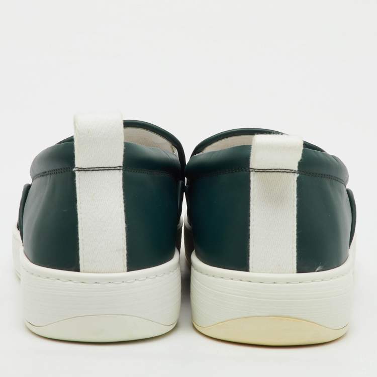 مملوكة مسبقًا Bottega Veneta Dark Green Leather Dodger Slip On Sneakers Size 46