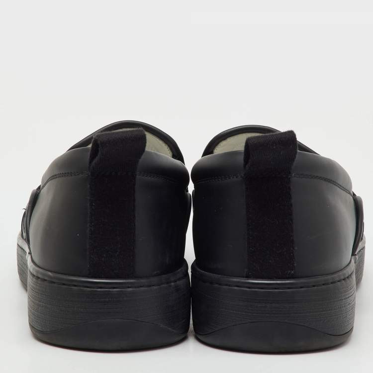 Pre Owned Bottega Veneta Black Leather Dodger Slip On Sneakers Size 46