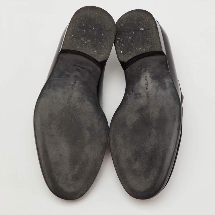 Pre Owned Bottega Veneta Black Intrecciato Leather Slip On Loafers Size 39