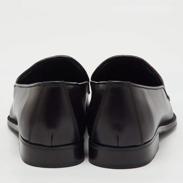 Pre Owned Bottega Veneta Black Intrecciato Leather Slip On Loafers Size 39