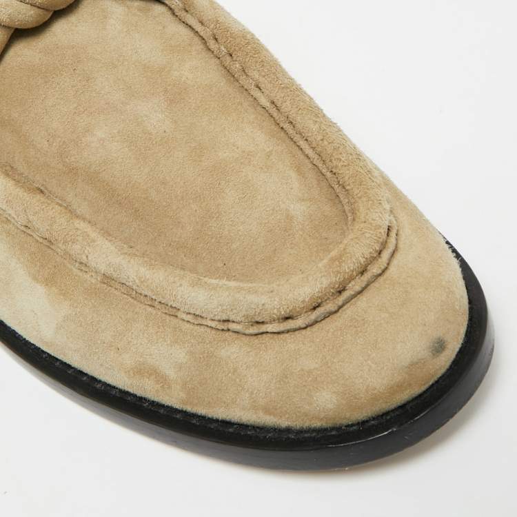 Pre Owned حذاء لوفرز بوتيغا فينيتا نوت شامواه رمادي زيتوني سليب أون مقاس 42