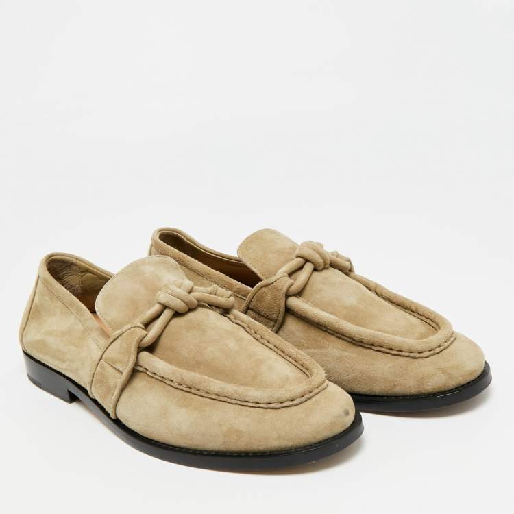 Pre Owned حذاء لوفرز بوتيغا فينيتا نوت شامواه رمادي زيتوني سليب أون مقاس 42