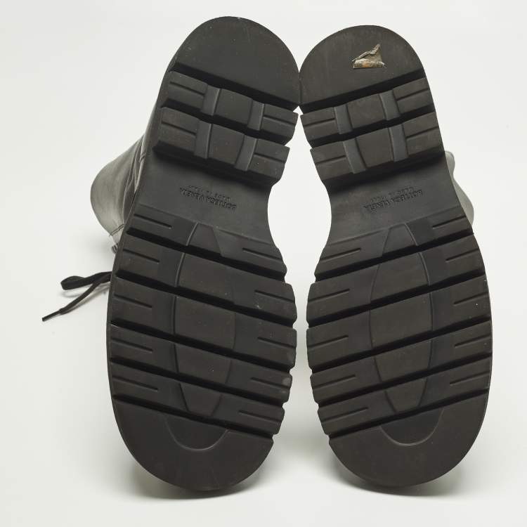Pre Owned Bottega Veneta Size 41 Black Leather Combat Boots