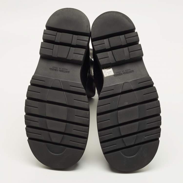 Pre Owned Bottega Veneta Lug Size 41 Black Leather Combat Boots
