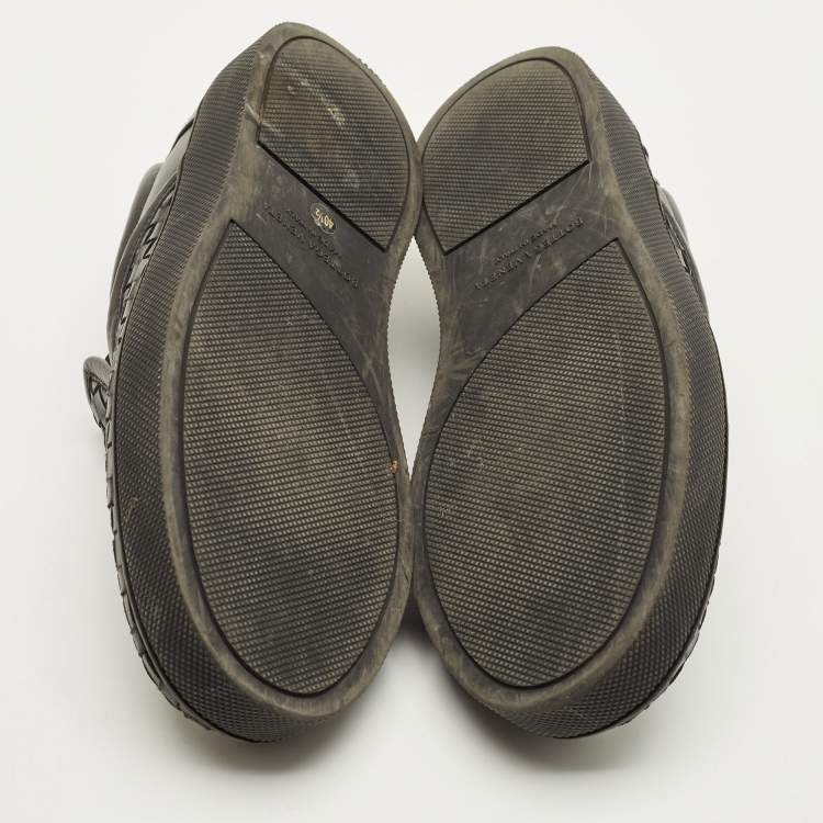 Pre Owned Bottega Veneta Size 40.5 Black Intrecciato Leather Slip On Sneakers