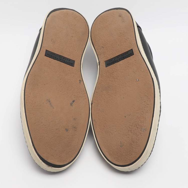 Pre Owned Bottega Veneta Dodger Size 44.5 Black Intrecciato Leather Slip On Sneakers