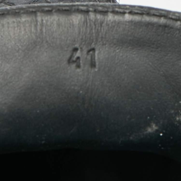 Pre Owned Bottega Veneta Intrecciato Size 41 Navy Blue Intrecciato Leather Bow Slip On Loafers