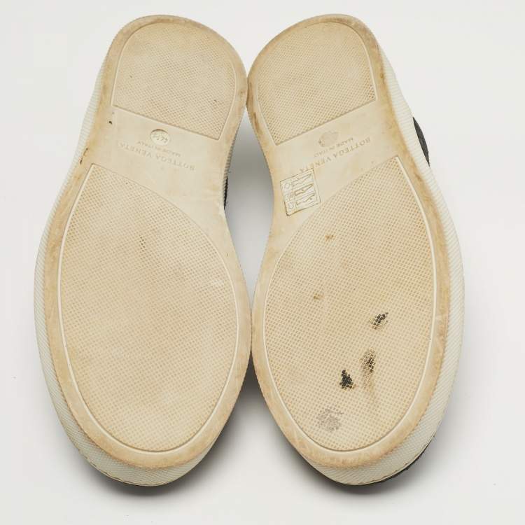 Pre Owned Bottega Veneta Dodger Size 44.5 Black intrecciato Suede Slip On Sneakers