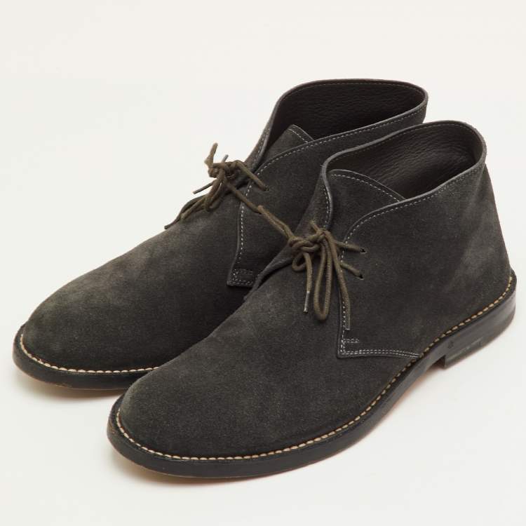 Pre Owned Bottega Veneta Size 40 Dark Grey Suede Ankle Derby Boots