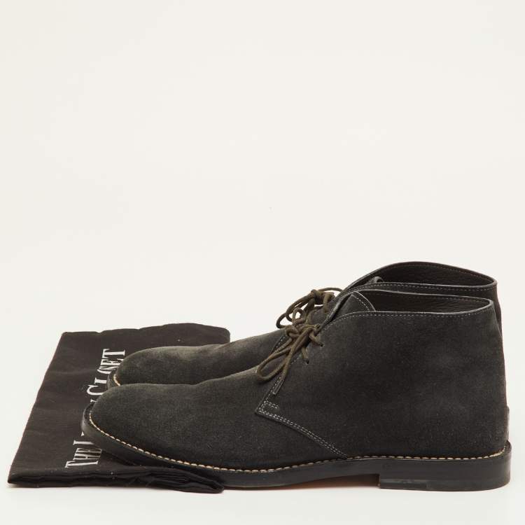 Pre Owned Bottega Veneta Size 40 Dark Grey Suede Ankle Derby Boots