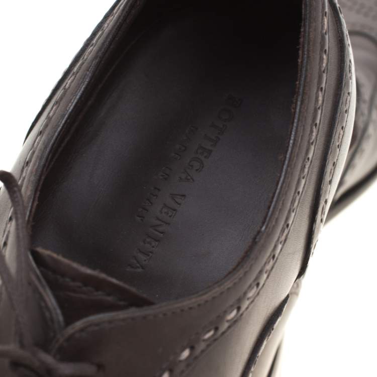 Pre Owned Bottega Veneta Brown Leather Brogue Oxfords Size 42